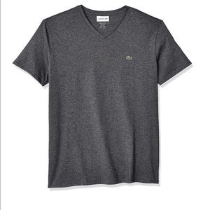 Lacoste Mens Short Sleeve V-Neck Pima Cotton Shirt